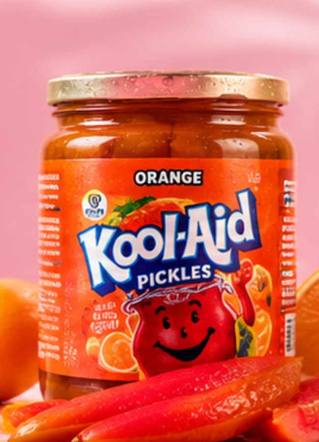 Orange Kool-Aid flavored pickle